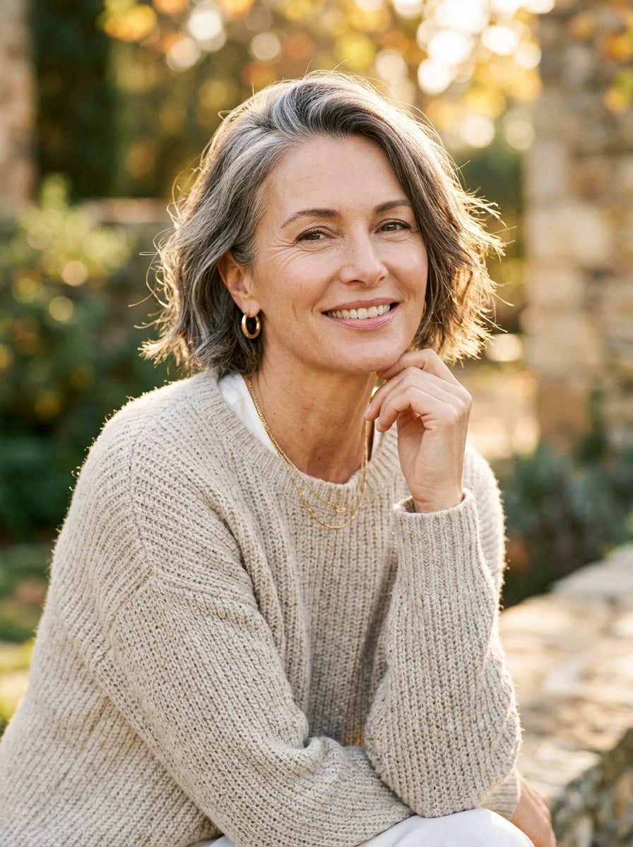 Woman over 50 with radiant, natural-looking skin